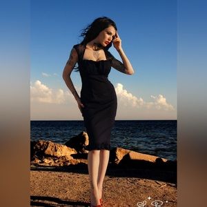 Pinup Couture Micheline Dress Black Small Chiffon